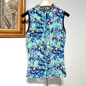 Lady Hagen Blue Floral Tank Top NWOT